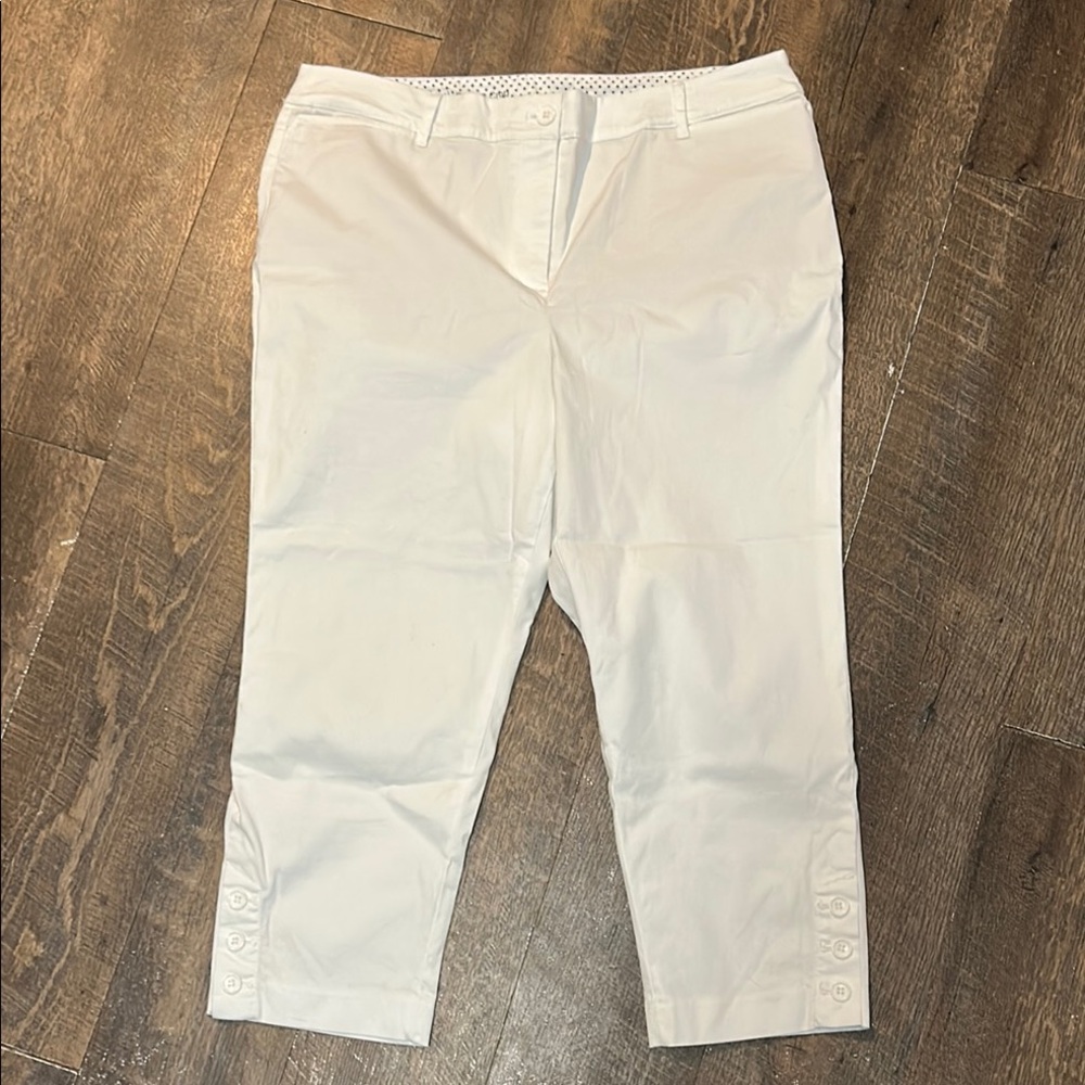 Talbots Perfect Cropped‎ Pants White Mid Rise Lightweight Petite 12 Womens